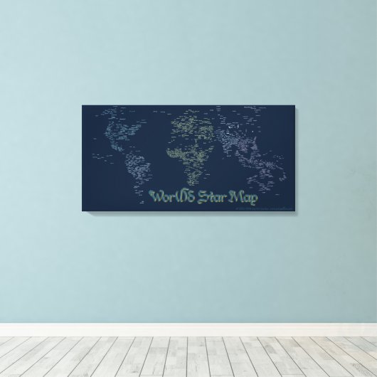 World Word Star Map Canvas Print Leinwanddruck (Insitu (Holzboden))