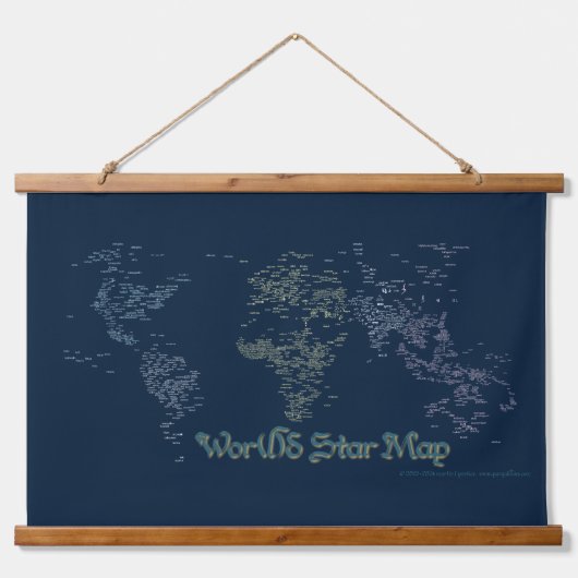 World Word Star Map Tapestes Wandteppich Mit Holzrahmen (Vorne)