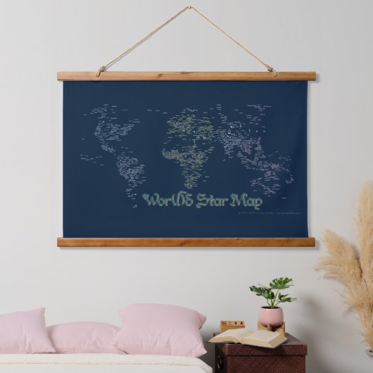 World Word Star Map Tapestes Wandteppich Mit Holzrahmen (Schlafzimmer)