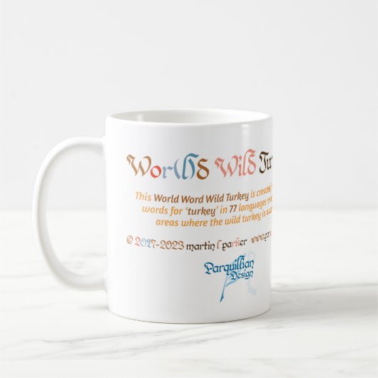 World Word Wild Turkey Tasse (Links)