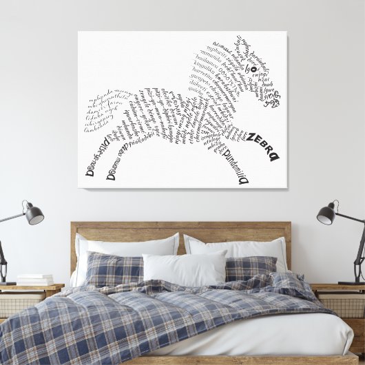 World Word Zebra Canvas Print Leinwanddruck (Insitu (Schlafzimmer))
