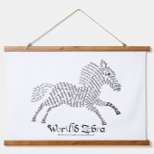 World Word Zebra Tapestry Wandteppich Mit Holzrahmen (Vorne)