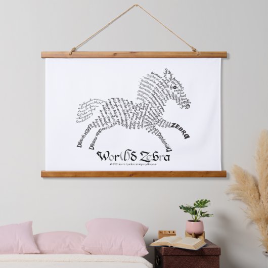 World Word Zebra Tapestry Wandteppich Mit Holzrahmen (Schlafzimmer)