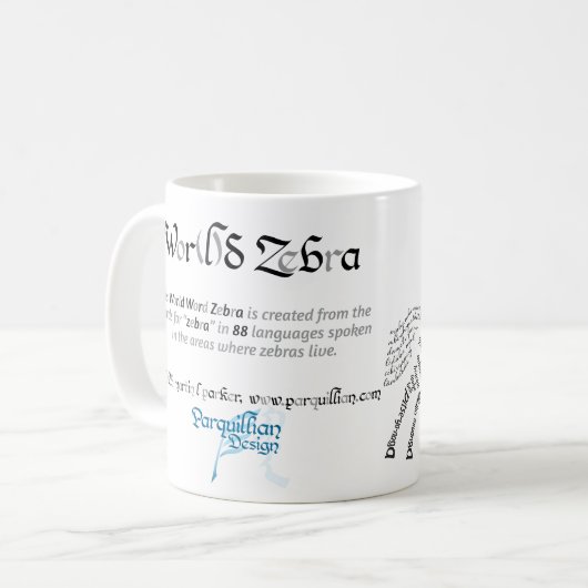 World Word Zebra-Tasse Kaffeetasse (Vorderseite Links)