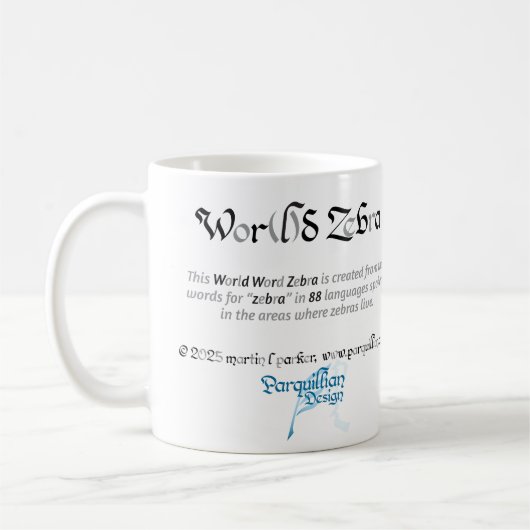 World Word Zebra-Tasse Kaffeetasse (Links)