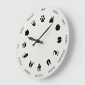 Worldly Animal Tracks Footprints Identification Große Wanduhr (Winkel)