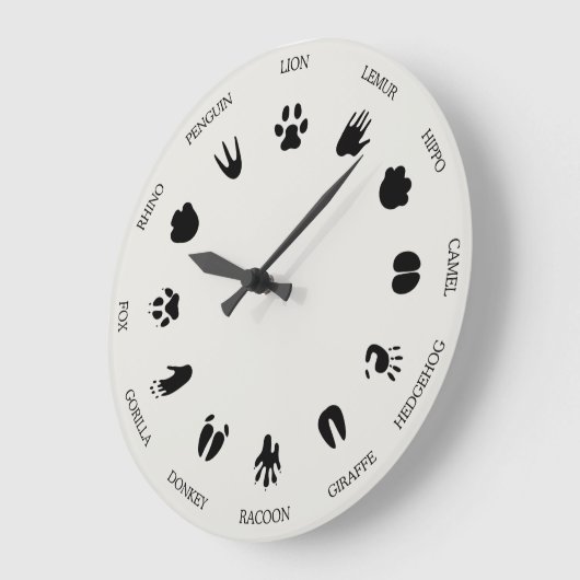 Worldly Animal Tracks Footprints Identification Große Wanduhr (Winkel)