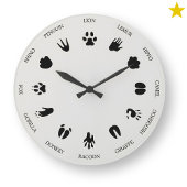 Worldly Animal Tracks Footprints Identification Große Wanduhr