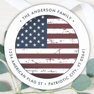 Worldof American Flag Custom Patriotic Rücksendead Runder Aufkleber