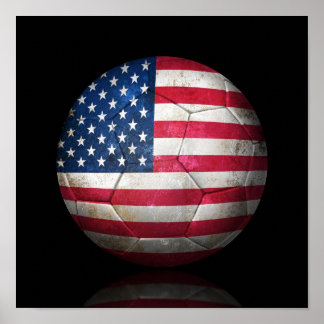 Worldof American Flag Football Soccer Ball Poster
