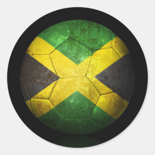 Worldof Jamaican Flag Football Soccer Ball Runder Aufkleber