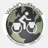 WorldOnaBike.com Runder Aufkleber (Vorderseite)