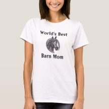 Worlds Best Barn Mom Sketch Black White Horse