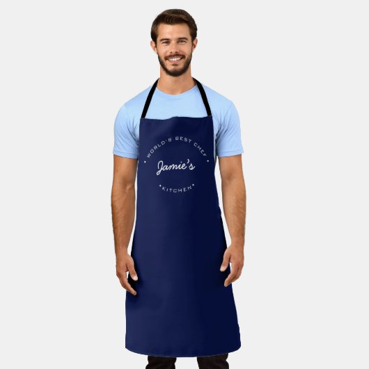 World's Best Chef Modern Navy blue Personalized  Schürze (Getragen)