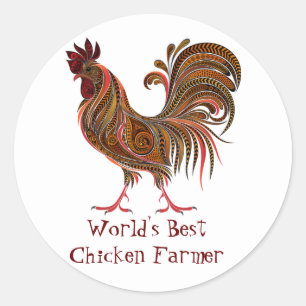 World's Best Chicken Bauer Fun Quote Rooster Farm Runder Aufkleber