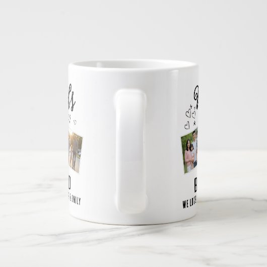 World's Best Dad Custom 3 Photo Collage Jumbo-Tasse (Rückseite)
