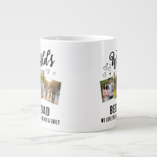 World's Best Dad Custom 3 Photo Collage Jumbo-Tasse (Vorderseite)