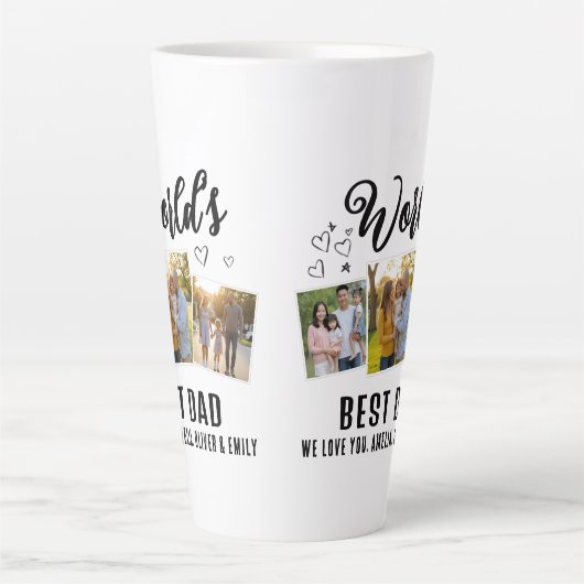 World's Best Dad Custom 3 Photo Collage Milchtasse (Vorderseite)