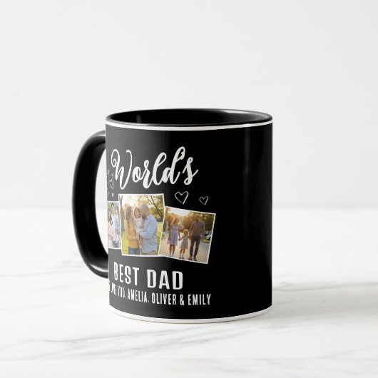 World's Best Dad Custom 3 Photo Collage Tasse (Vorderseite Links)