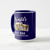 World's Best Dad Custom 3 Photo Collage Tasse (Vorderseite Links)