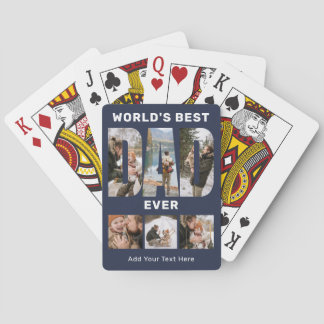 World's Best Dad Ever Custom 6 Photo Blue Spielkarten