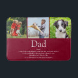 World's Best Dad Father Definition Photo Burgundy Badematte<br><div class="desc">Personalise the 3 photos and definition for your special dad, father, daddy or papa to create a unique gift for Father's day, birthdays, Christmas or any day you want to show how much he means to you. A perfect way to show him how amazing he is every day. Designed by...</div>
