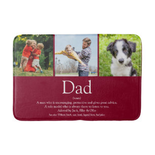 World's Best Dad Father Definition Photo Burgundy Badematte