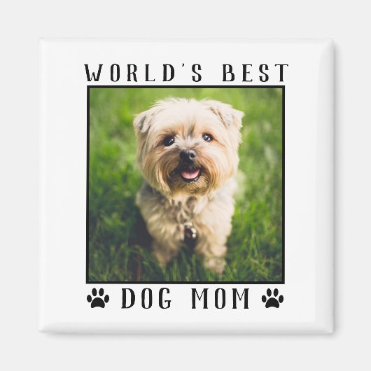World's Best Dog Mom Paw Prints Foto Frame Magnet (Vorne)