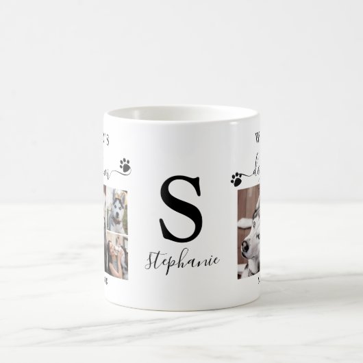 Worlds Best Dog Mom Paw Prints Monogram 3 Photo Kaffeetasse (Mittel)