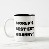World's Best-est Granny Black Text Tshirts Gifts Zweifarbige Tasse (Links)