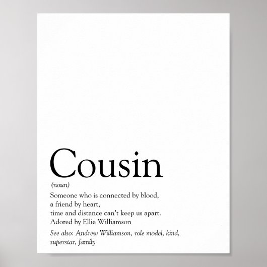 World's Best Ever Cousin Definition Poster (Vorne)