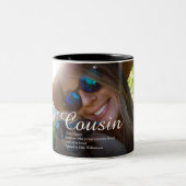 World's Best Ever Cousin Definition Script Foto Zweifarbige Tasse (Mittel)