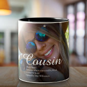 World's Best Ever Cousin Definition Script Foto Zweifarbige Tasse