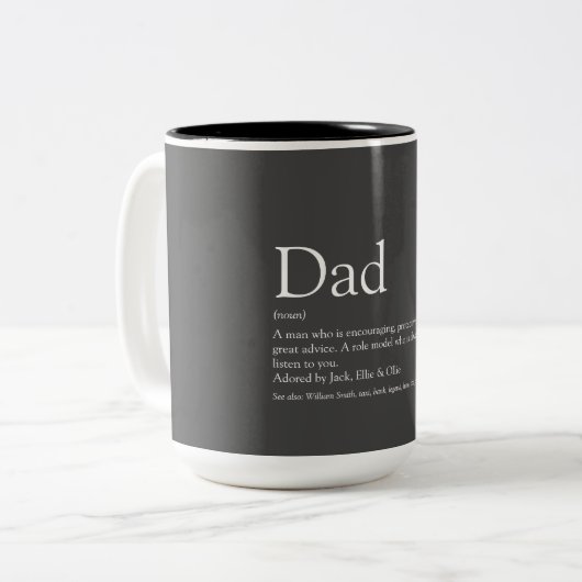 World's Best Ever Dad Daddy Father Definition Zweifarbige Tasse (Vorderseite Links)