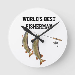 WORLD'S BEST **FISHERMAN** COOL CLOCK RUNDE WANDUHR