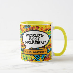 World's Best Girlfriend Fun Modern Comic Book Tasse