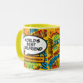 World's Best Girlfriend Fun Modern Comic Book Tasse (Vorderseite Links)