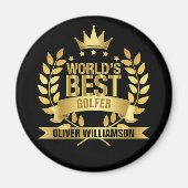 World's Best Golfer Black And Gold 5 Star Magnet (Vorne)