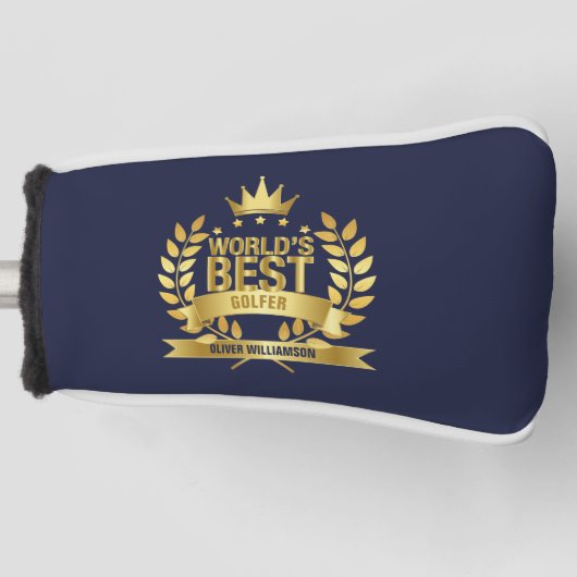 World's Best Golfer Navy Blue And Gold 5 Star Golf Headcover (Vorderseite)