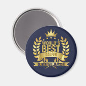 World's Best Golfer Navy Blue And Gold 5 Star Magnet (Vorderseite/Rückseite)
