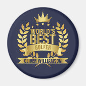 World's Best Golfer Navy Blue And Gold 5 Star Magnet (Vorne)