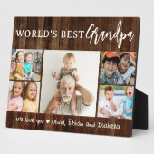 Worlds Best Grandpa 5 Photo Collage Rustic Wood Fotoplatte (Seite)