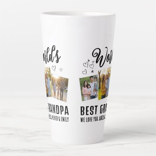 World's Best Grandpa Custom 3 Photo Collage Milchtasse (Vorderseite)