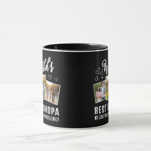 World's Best Grandpa Custom 3 Photo Collage Tasse (Zentrum)