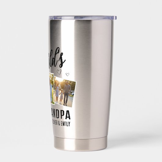 World's Best Grandpa Custom 3 Photo Collage Thermobecher (Links)