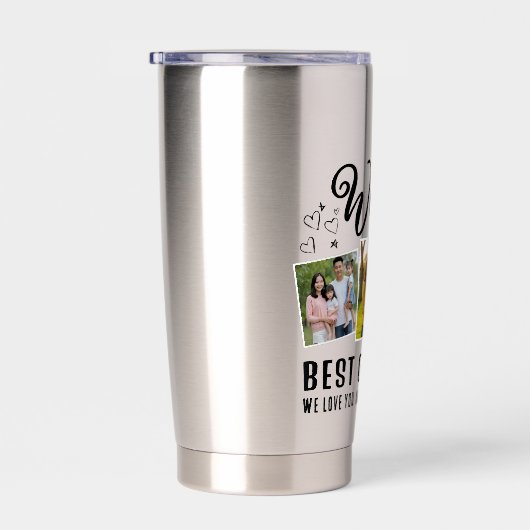 World's Best Grandpa Custom 3 Photo Collage Thermobecher (Rechts)