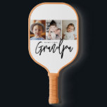 World's Best Grandpa Custom Photo gift Collage Pickleball Schläger<br><div class="desc">Serve up smiles with this heartfelt custom photo collage pickleball paddle for Grandpa — a perfect blend of fun, family, and love! Featuring three of your favorite photos and the message “World's Best Grandpa”, this personalized paddle is a sentimental yet practical gift for the world’s best grandpa. Whether he’s on...</div>