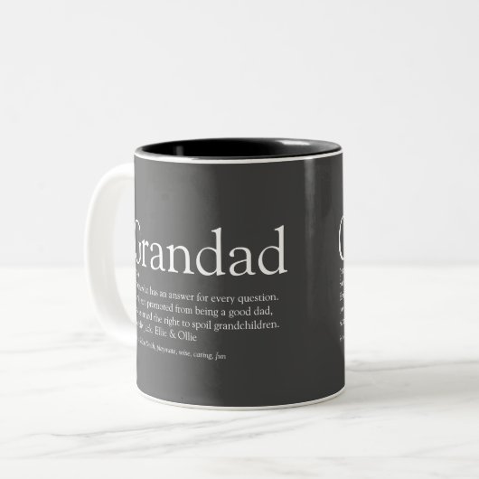 World's Best Grandpa Grandad Papa Definition Gray Zweifarbige Tasse (Vorderseite Links)