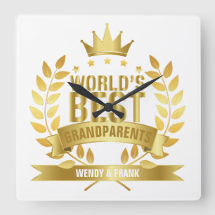 World's Best Grandparents Quadratische Wanduhr
