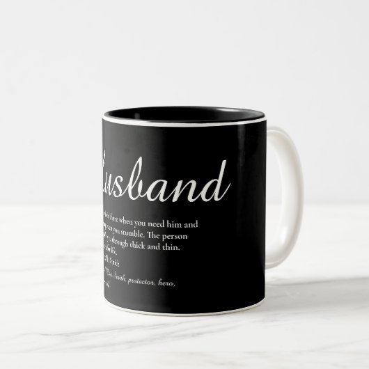 Worlds Best Husband Definition Script Fun Zweifarbige Tasse (VorderseiteRechts)